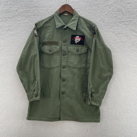 Vintage OG 107 Shirt 16.5 x 34 Sateen Fatigue 60s US Army Vietnam Military GI